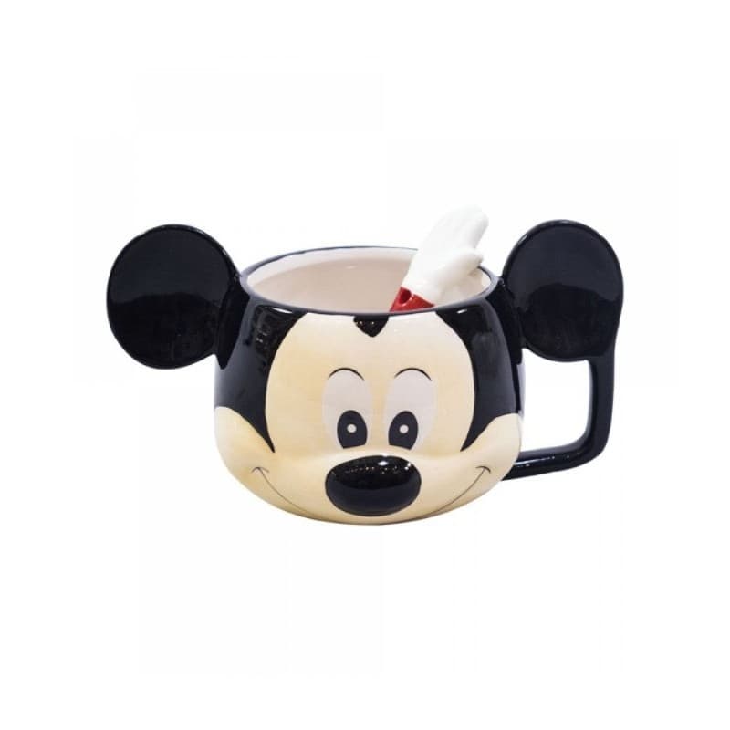 Caneca Mickey Rosto 3D com Colher – Caneca Criativa Disney 280ml Porcelana Presente Colecionador