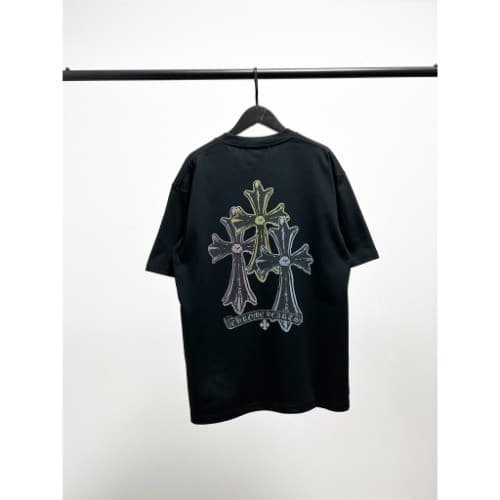 Camiseta Malha Peruana fio 40.1 Corações Chrone Homens Homens Mulheres Mesmo Estilo Peito Espuma Cor Cruz Impressão Ca