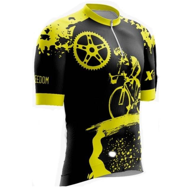 Camisa Ciclismo Esporte Bike Ciclista C/proteçao Uv XFreedom - Ciclista Preto e Amarelo