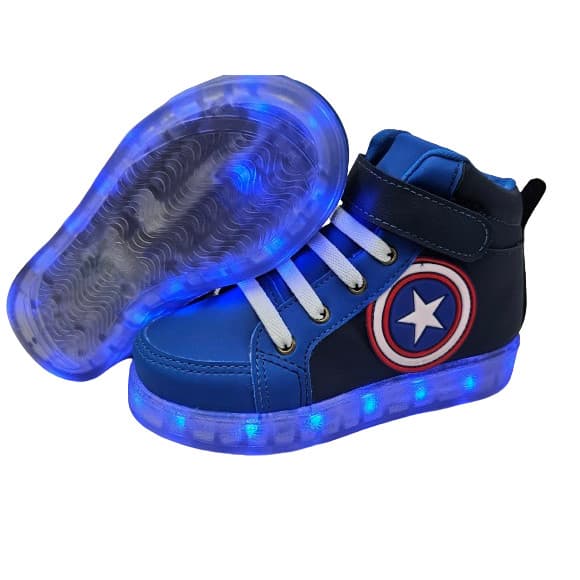 Tênis Led Menino Recarregável Aranha Escudo Infantil