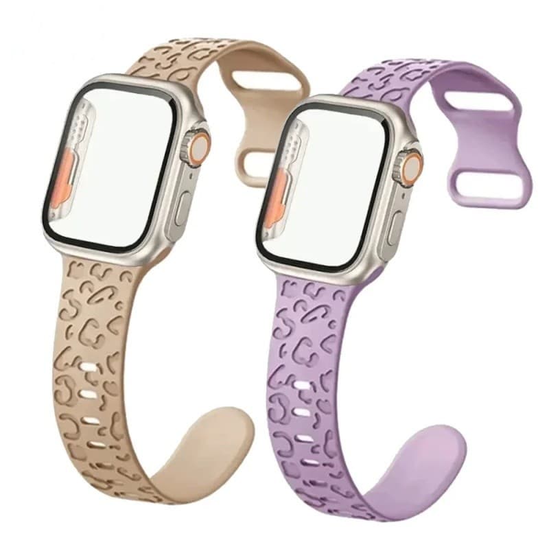 Pulseira Gravada Leopardo+Capa Para Apple iWatch 44mm 40mm 45mm 41mm 38mm 42mm Pulseira+Mude Para Ultra 49mm Caso Kit