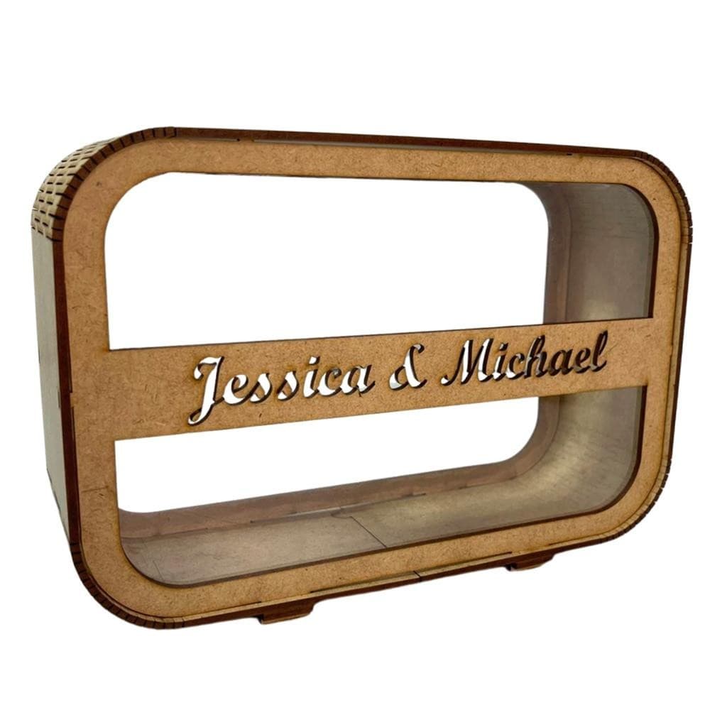 Caixa Cofre Cartao De Casamento Noivos Personalizada Em Mdf