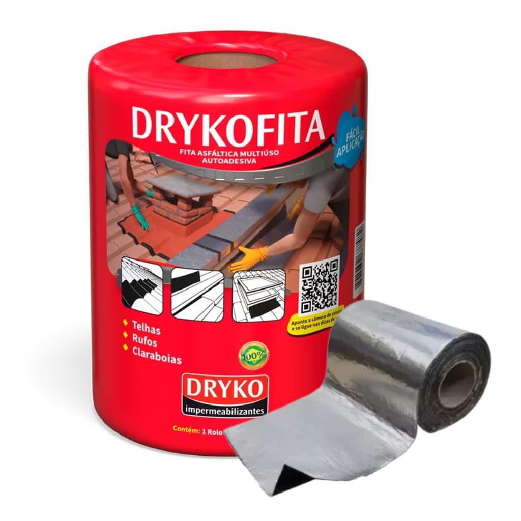 Fita Adesiva Veda Tudo Aluminio Asfáltica 20cm x 10MTS Prova D'Água Autoadesiva