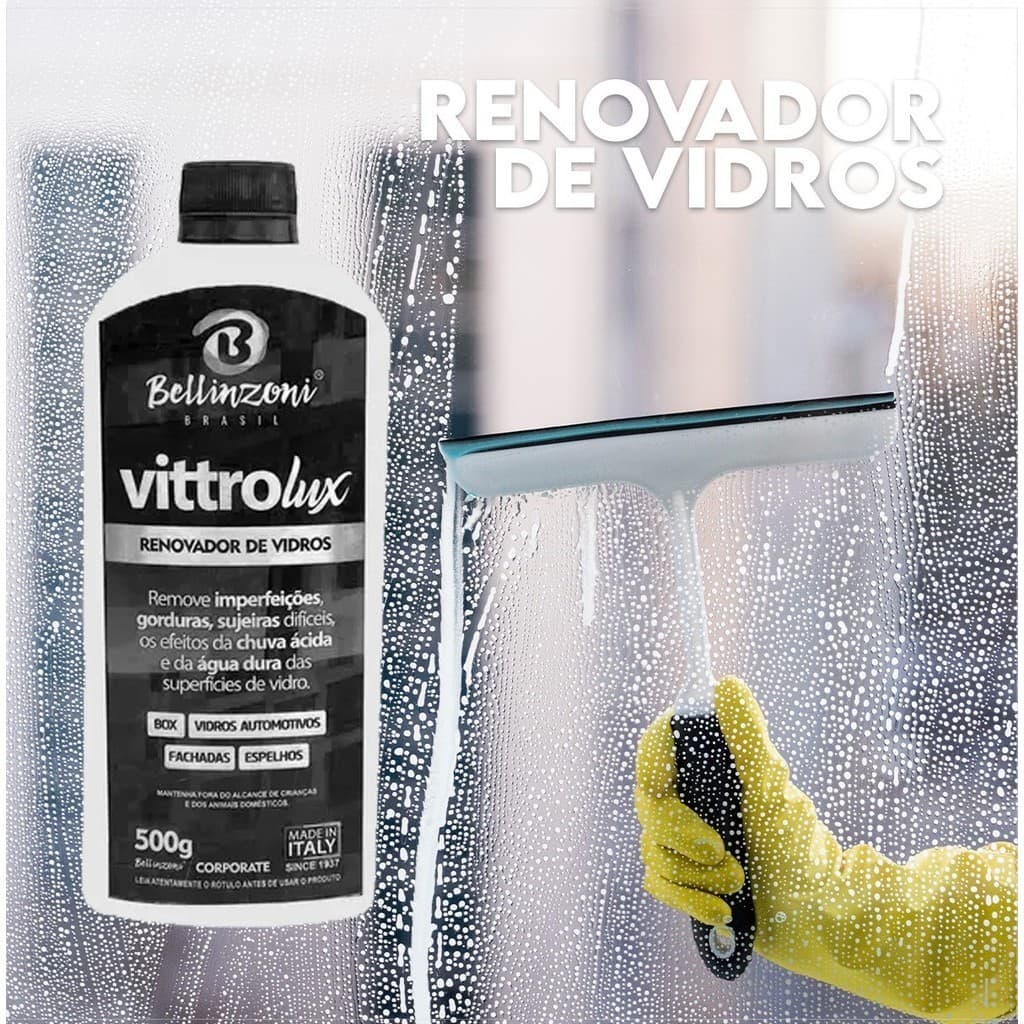 Limpador polidor vidros 500ml Vittrolux tira imperfeições gorduras bellinzoni Renovador