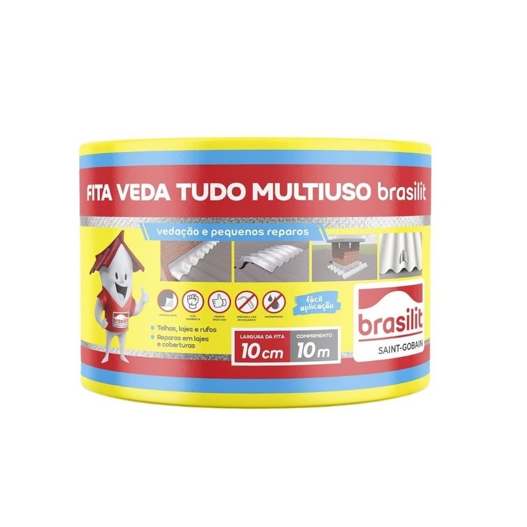 Fita Manta Multiuso Adesiva Telha 10cm X 10mt Brasilit