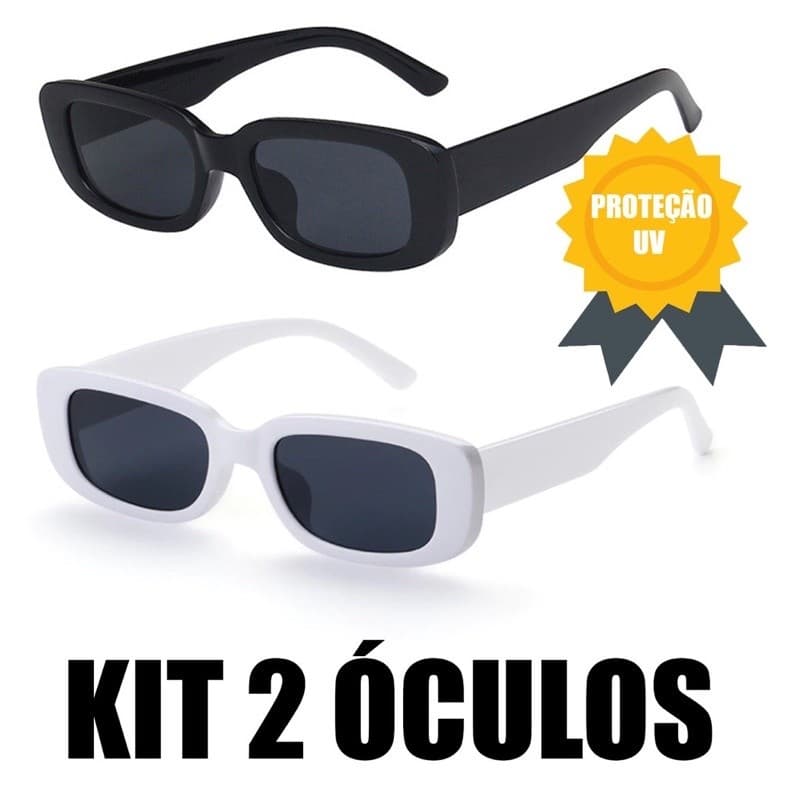 Kit Óculos de Sol tik tok Retrô Vintage Preto  Branco