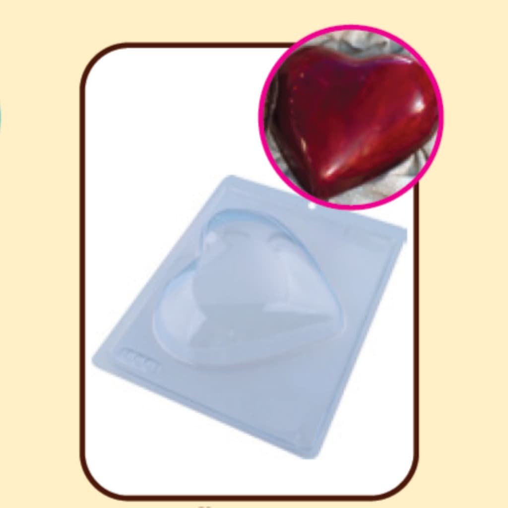 Forma com Silicone 3 partes para Chocolate Coração Liso 500 g - Forma para chocolate - Forma ovo de Páscoa