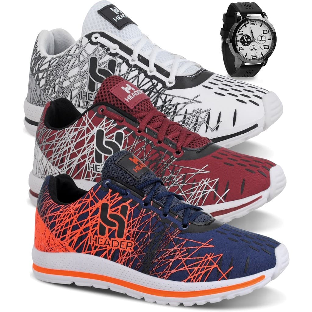 Kit 3 pares Tênis Masculino Header Spider Várias Cores Oferta + Relógio Super Promoção