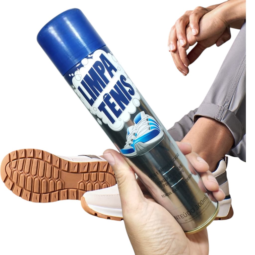 Kit 2 Limpa Tênis Branco e Colorido Premium Espuma Limpa Tênis Petroplus Spray Limpador a Seco