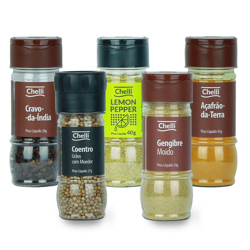 Combo Saúde e Bem-estar - • Gengibre Moído, Açafrão, Coentro, Cravo-da-índia e Lemon Pepper