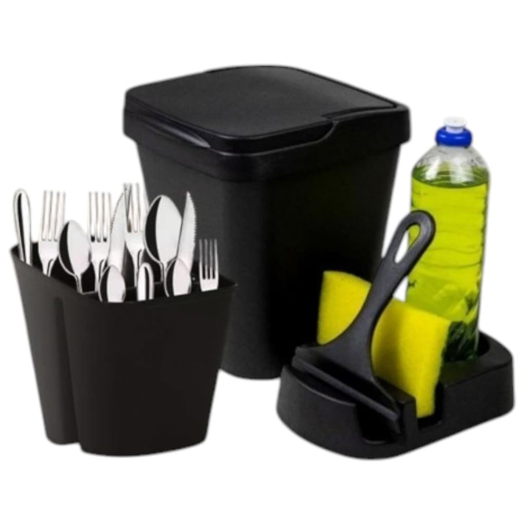 Kit Pia / Lixeira /Porta Detergente /Rodinho /Secador de Talher  Cozinha Conjunto Lixeira Para Pia