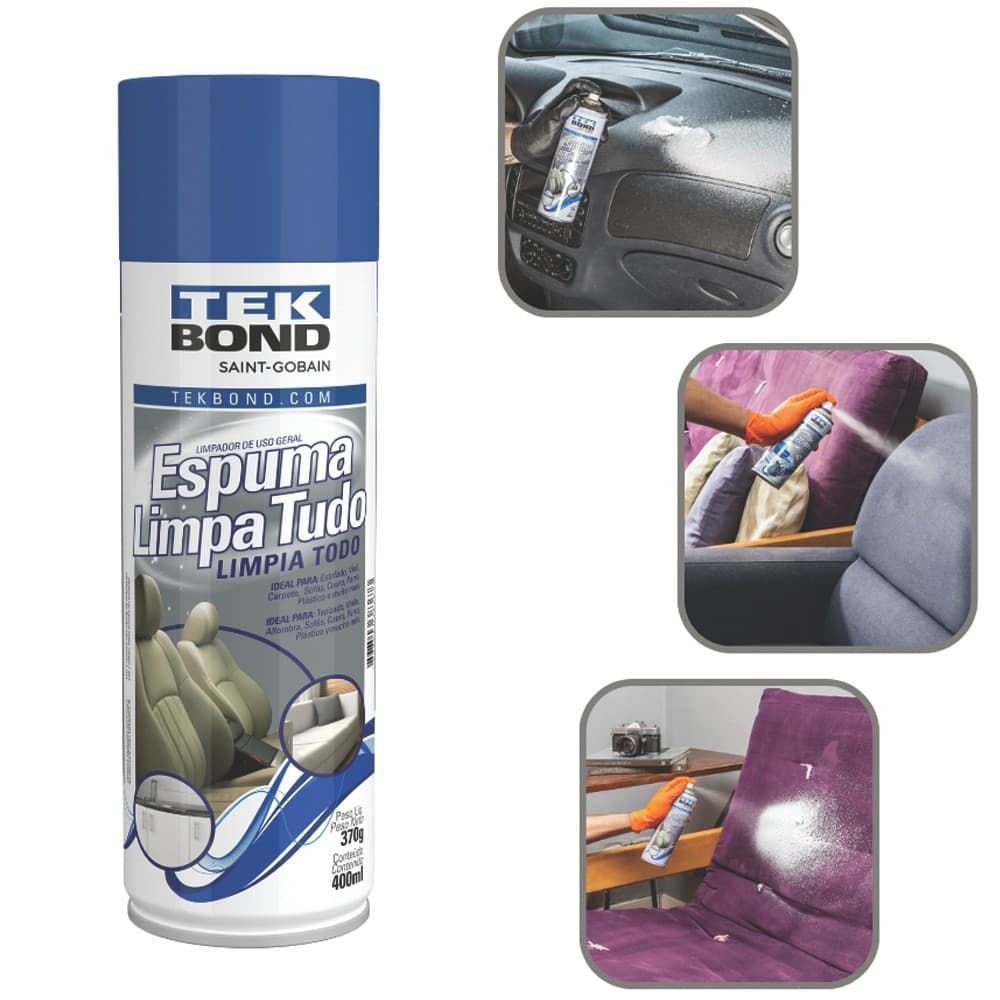 Espuma Limpa Tudo Tek Bond Aerosol Carro Casa 400ml 370g