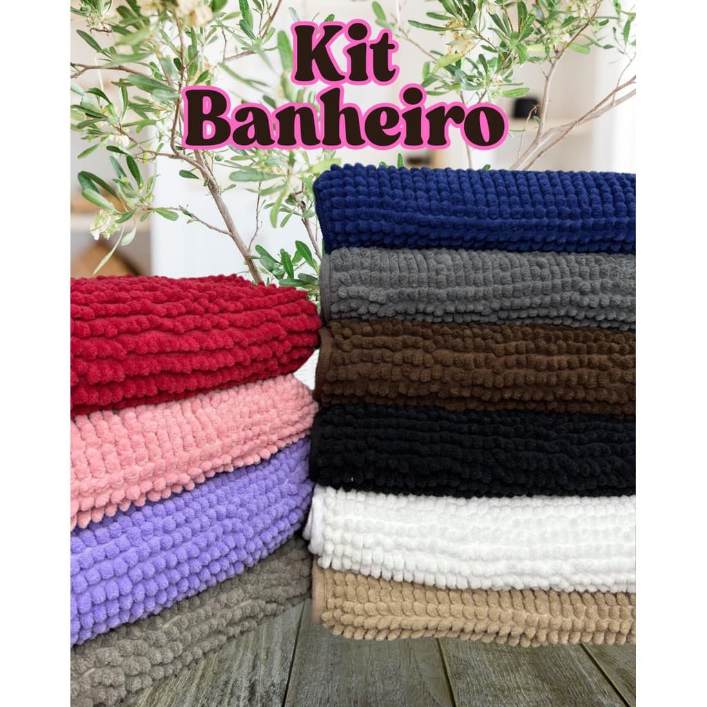 Kit Tapete Banheiro  Microfibra 40cmX60cm  Varias Cores Antiderrapante