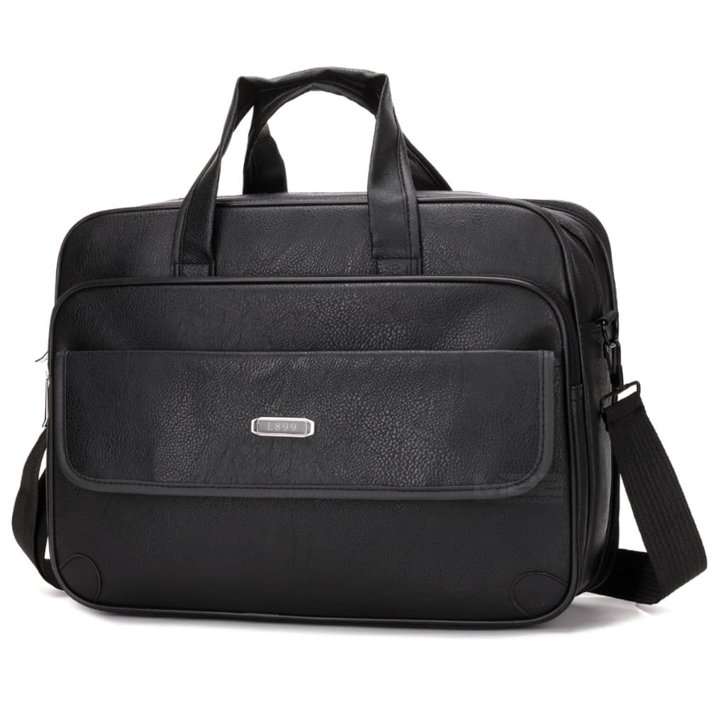 Mala Executiva Preta de Lado para Notebook Corino com Alça bolsos grandes Premium