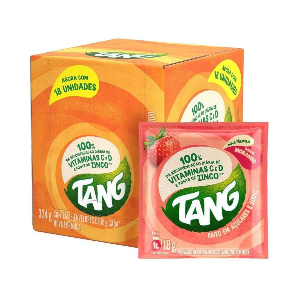 Suco em Pó Tang Refresco Morango 18g - 18 Unidades
