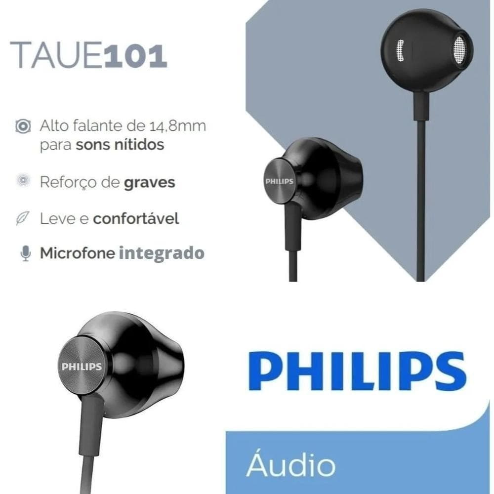 Fone de Ouvido c/ Microfone Philips Ergonômico Confortável Sem Ruído