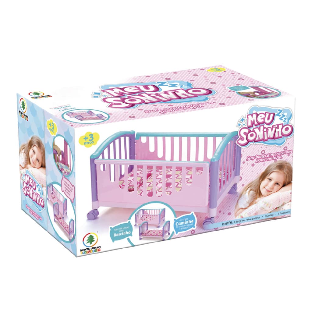 Berço Meu Soninho Brinquedo Infantil Rosa - Monte Líbano