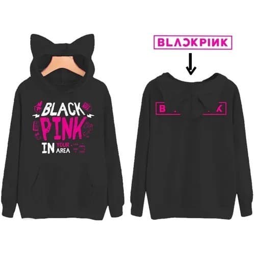 Blusa Moletom Infantil Orelhinha Blackpink Kpop In Your Area em algodão