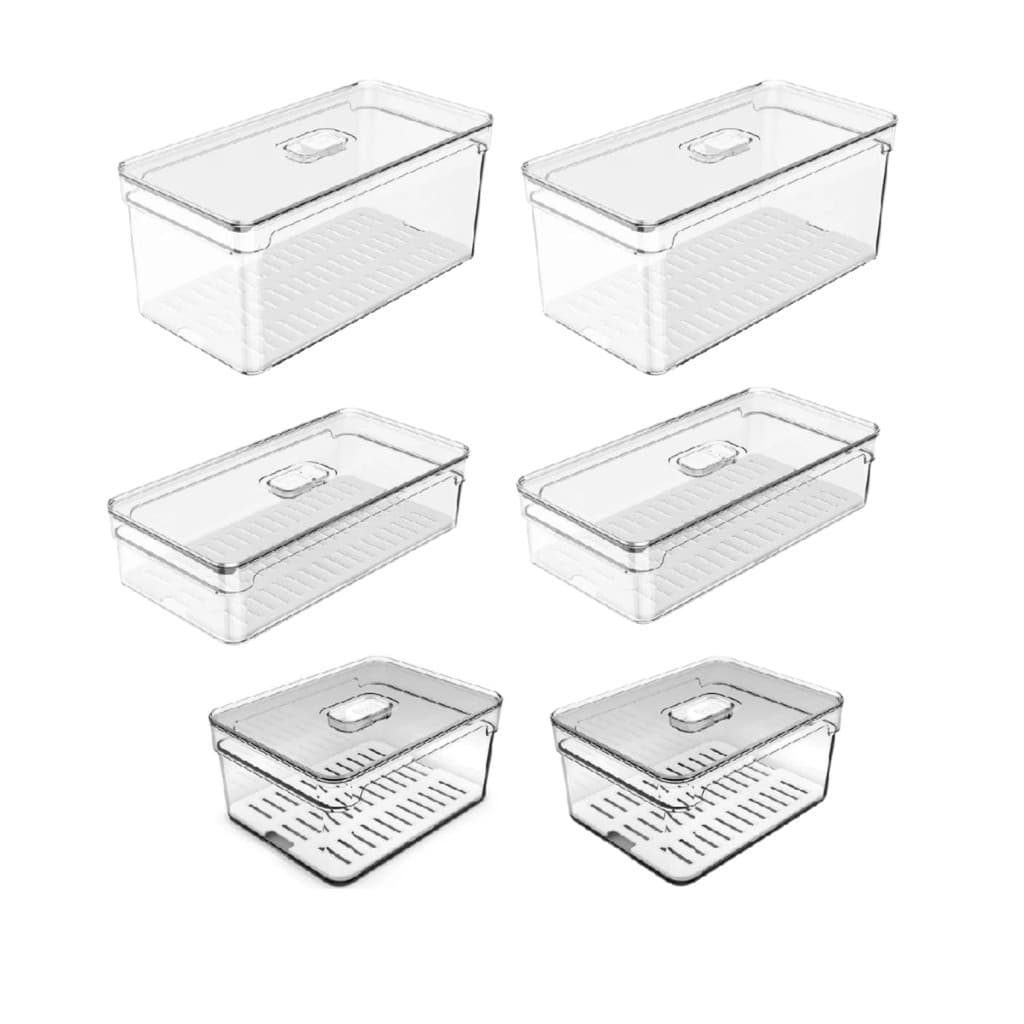 Conjunto 6 Potes Organizadores de Geladeira Verduras Legumes