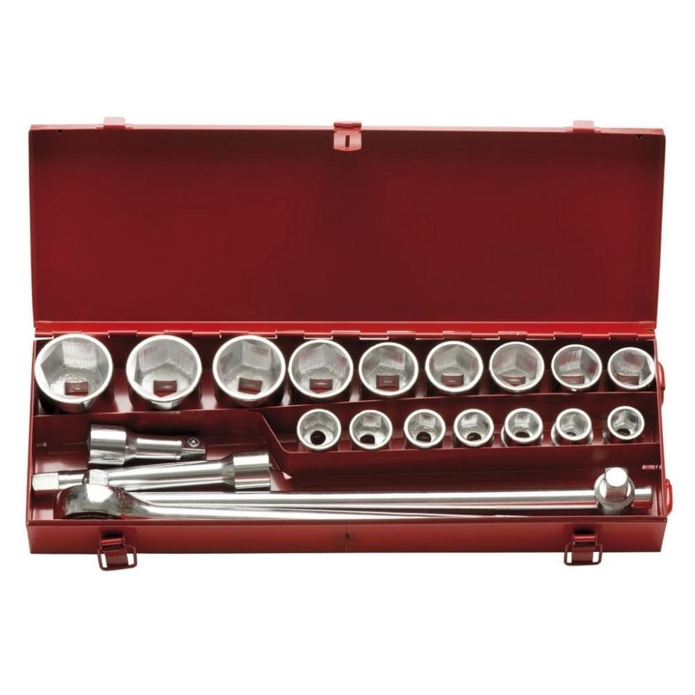Soquete Estriado Cromo Vanádio Encaixe 3/4'' 19 a 50mm Jogo 21 Peças 9PC EDA