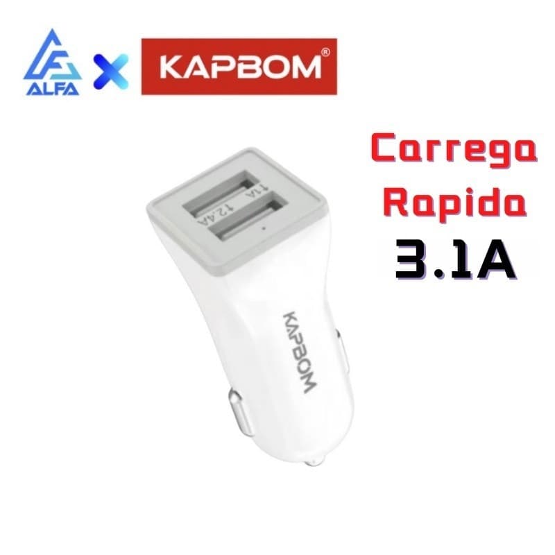 Carregador 3.1A para Celular Veicular Carro Fonte 2 entradas USB Turbo Rápido Hmaston