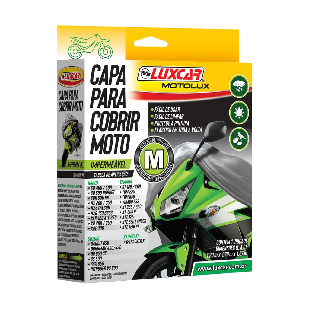 Cobertura Universal para Moto 100% Impermeável tamanho M Luxcar