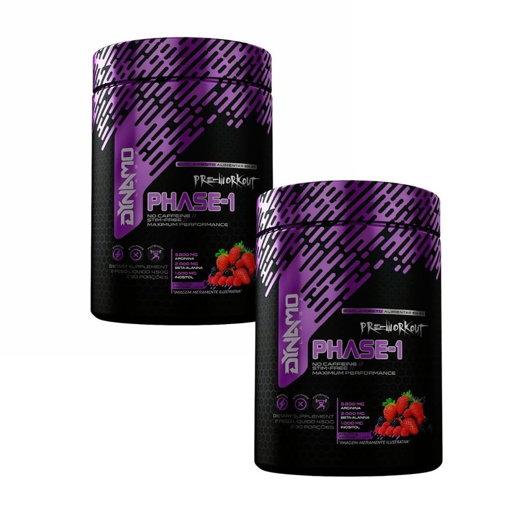 Kit com 2x Pré Treino Sem Cafeína Phase-1 Dynamo Labz