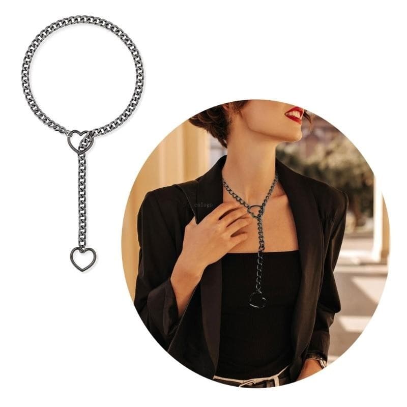 ✿ Colar Pingente Coração Corrente Ajustável Para Colares Gargantilha Gótica Feminina