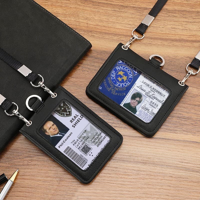 Porta-Cartões De Crédito De Alta Qualidade Identificação De Crachá Nome Comercial Genuíno Em Couro Tag Bolsa Para Cartão De Tó
