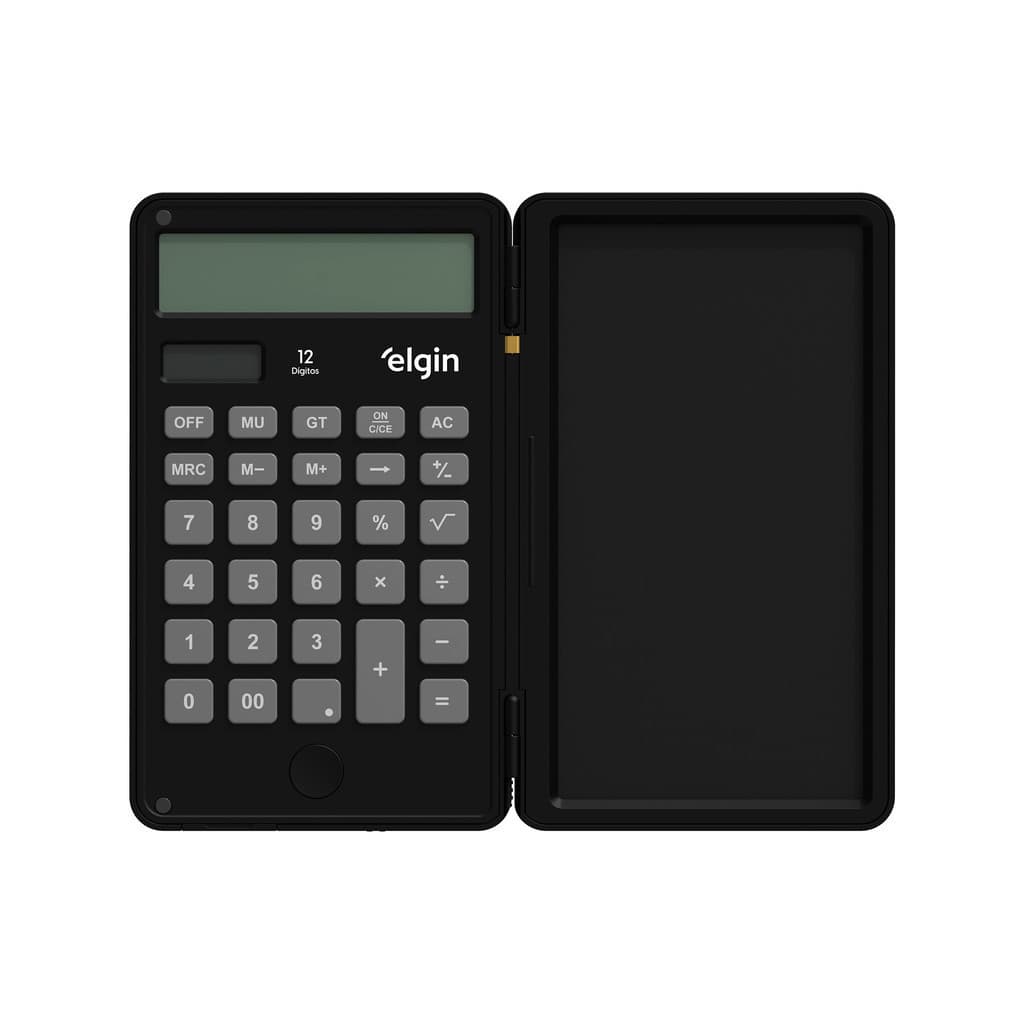 CALCULADORA COM TELA PARA ANOTAÇÃO 12 DIGITOS PRETA ELGIN