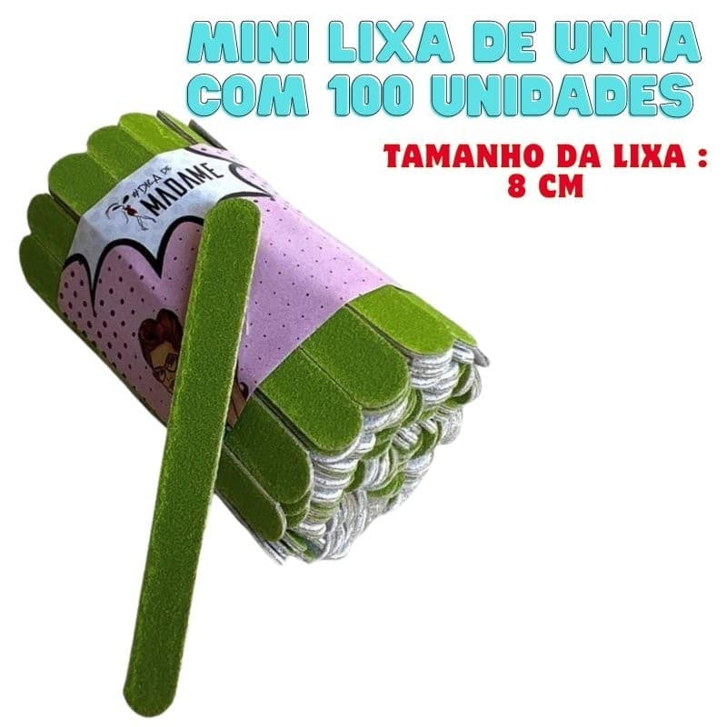 Lixa de Unha Mini Verde com 100un
