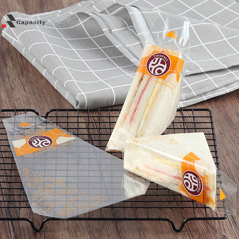 Capacidade 100pcs Engrossar Triângulo Transparente Pão Sanduíches Saco Assando Sacos De Envoltório De Alimentos