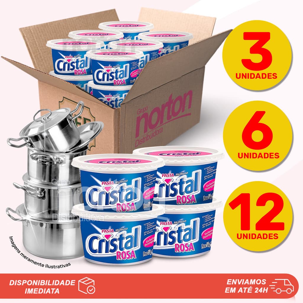KIT PROMOCIONAL Pasta Cristal Rosa Multiuso Limpa fogão Churrasqueira Azulejos Limpeza Geral 500G