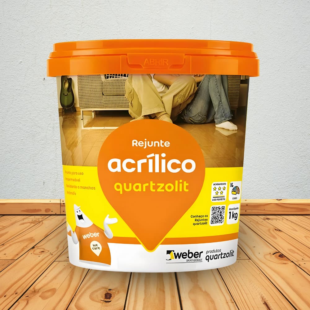 Rejunte Acrílico Impermeável Pronto Pote 1Kg Quartzolit Prático Anti-mofo