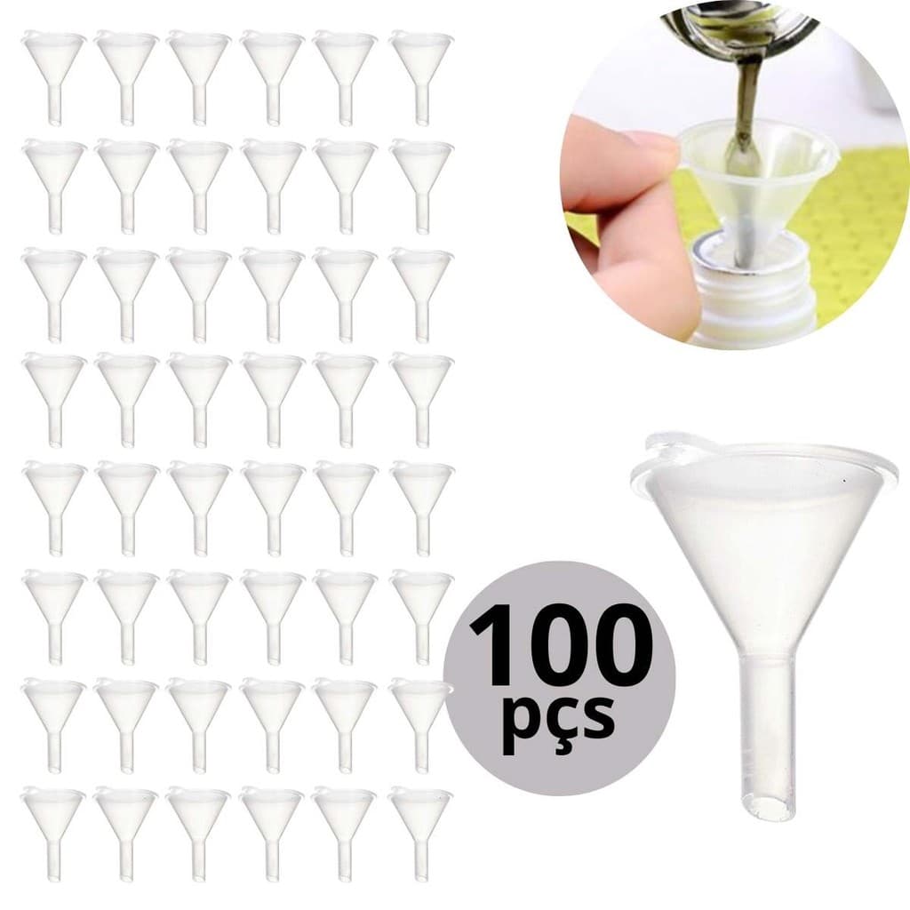 Kit 100 Mini Funil Cantil Perfumes Óleos Aromaterapia