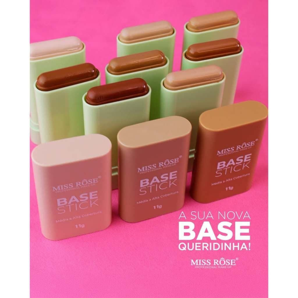Base Stick Bastão Média a Alta Cobertura Longa Duração Miss Rose rose