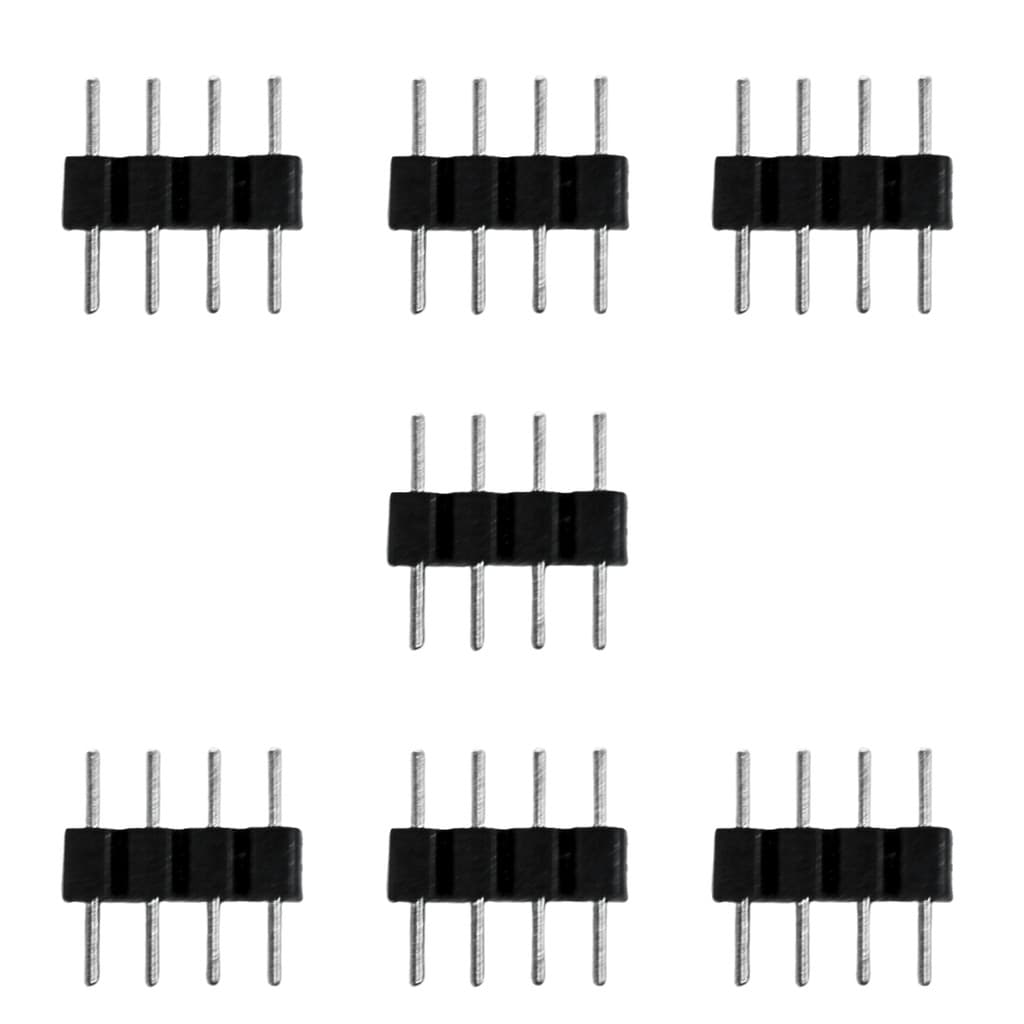 Kit 7 Pinos macho 4 vias 12v p / fitas led RGB acabamento preto