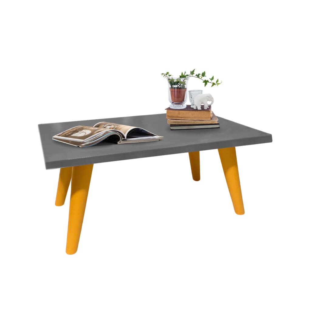 Mesa Retangular De Centro 50cm Com Pés Palito PVC Retro Decoração Sala De Estar Modernic