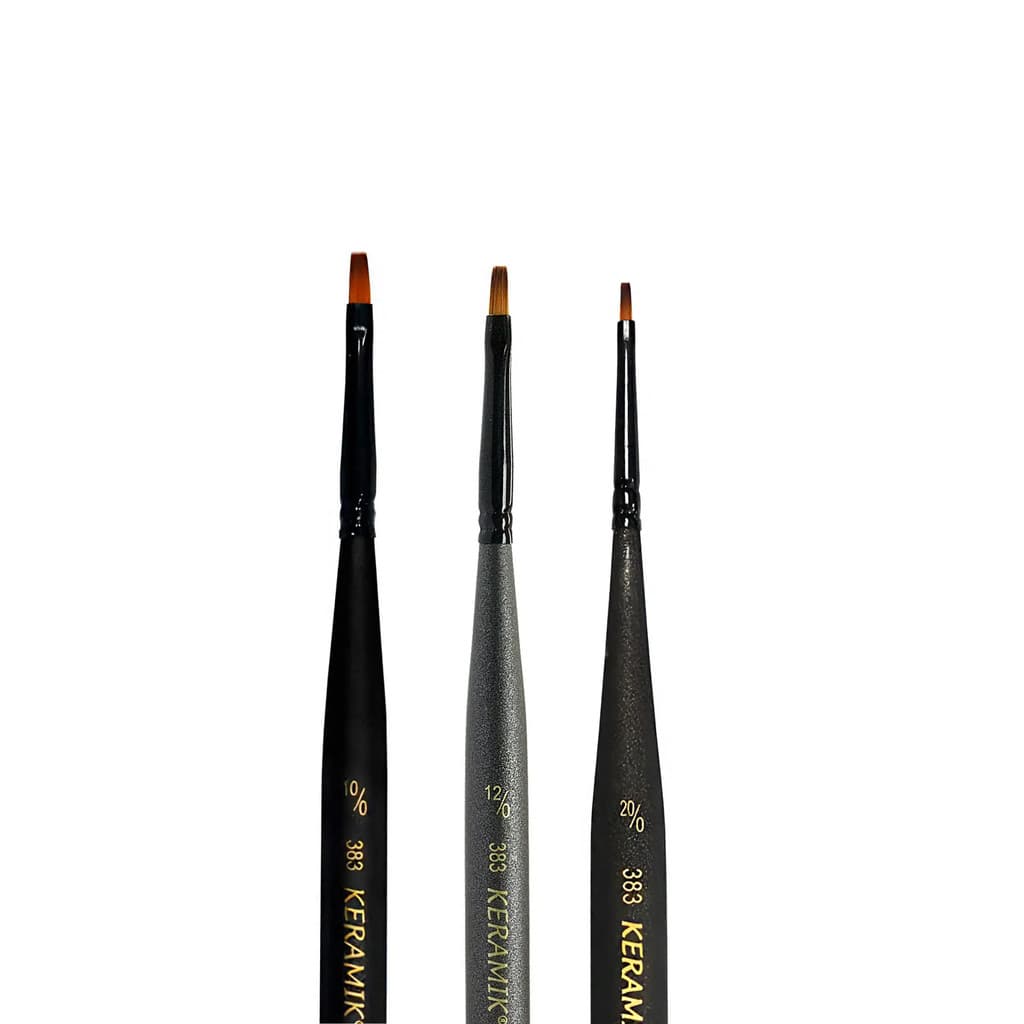 Kit 3 Pincéis Keramik 383 Chato Mini Brush 10/0, 12/0 E 20/0