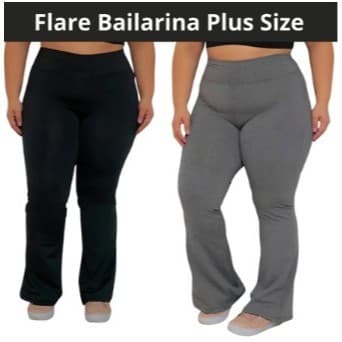 Calça Legging Flare Bailarina Plus Size Feminina Zero Transparência Cintura Alta