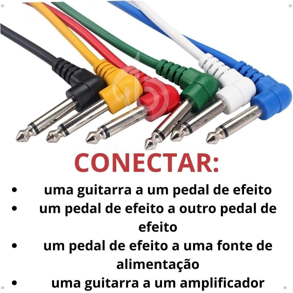 Kit 6 Cabos P10 P10 Cabo Guitarra Pedal Fonte Pedais 25 Cm