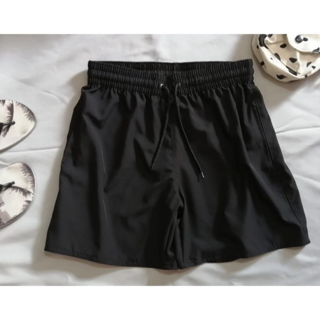 bermudas liso preto short masculina tactel