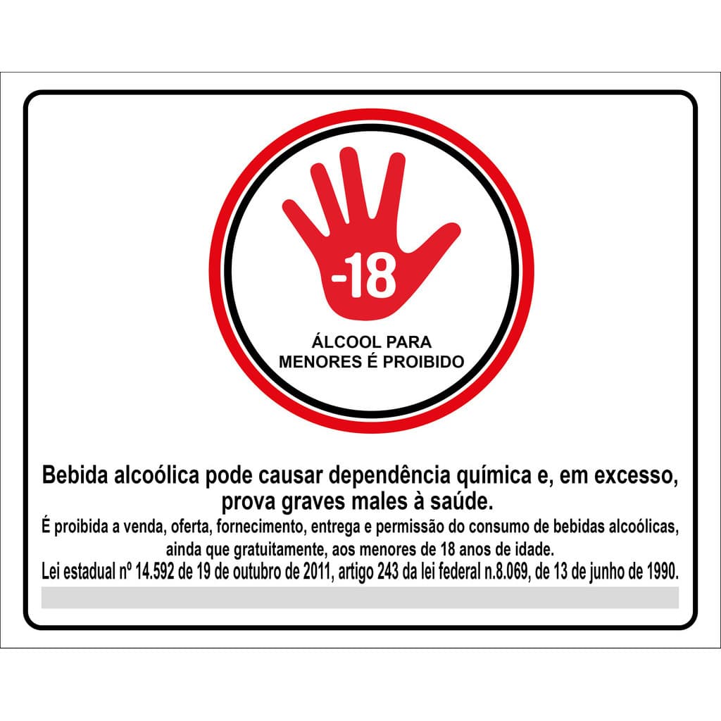 Kit 2 Adesivos em Vinil Proibido Vender Bebida Alcoolica Menores 18 Anos Bar Lanchonete Alcool