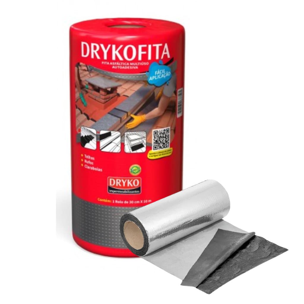 Fita Adesiva Veda Tudo Aluminio Asfáltica 30cm x 10MTS Prova D'Água Autoadesiva