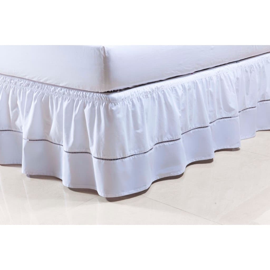 Saia Box Colchão Viúva 1,20m x 2,03m x 30cm 100% Algodão 2 Elásticos  Branca