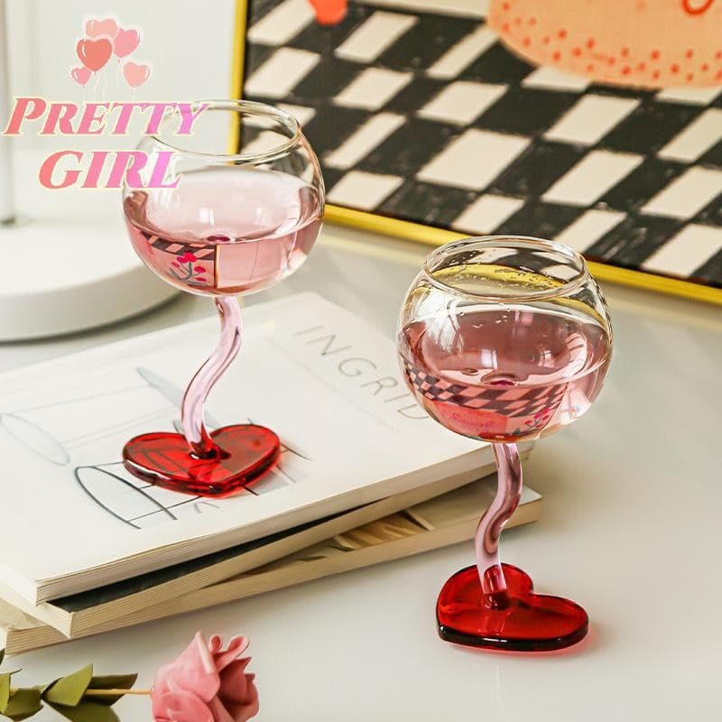 [Linda ggirl] Caneca De Taça De Vidro Em Formato De Coração Copo De Vinho Champanhe Com Alto Teor De Borosilicato Coquet