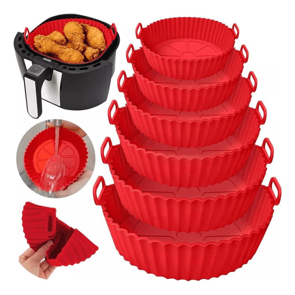 Kit 6 Forma Silicone Forro Reutilizável Air Fryer Fritadeira