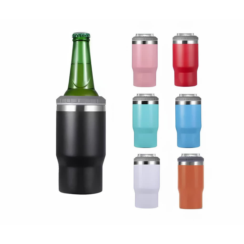 Copo Térmico Porta Latas Cerveja Refrigerante 420ml Com Abridor E Tampa Aberta