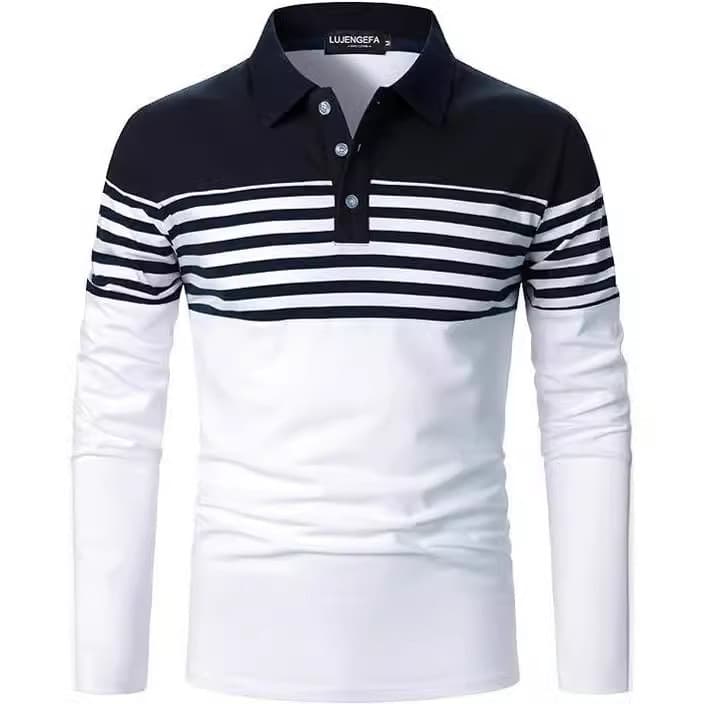 Camiseta masculina Digital impressa Casual zíper camisa POLO de manga comprida roupas masculinas