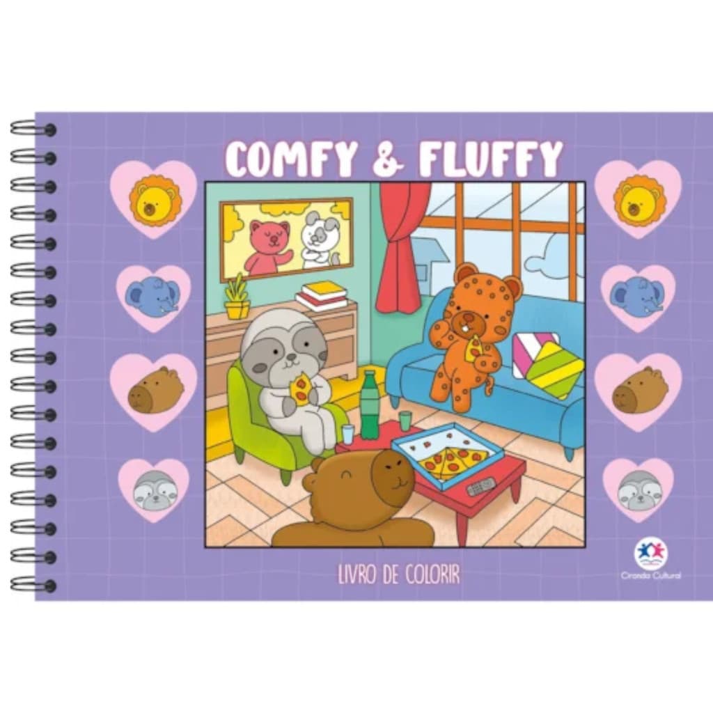 Livro de Colorir Comfy Cozy - Capa Dura Roxa , Papel 180g, Folha de Acetato,  Edição Exclusiva